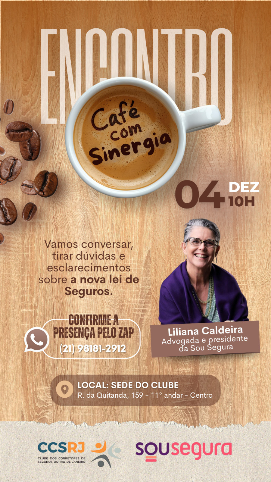 CCS-RJ recebe Liliana Caldeira em seu Café com Sinergia